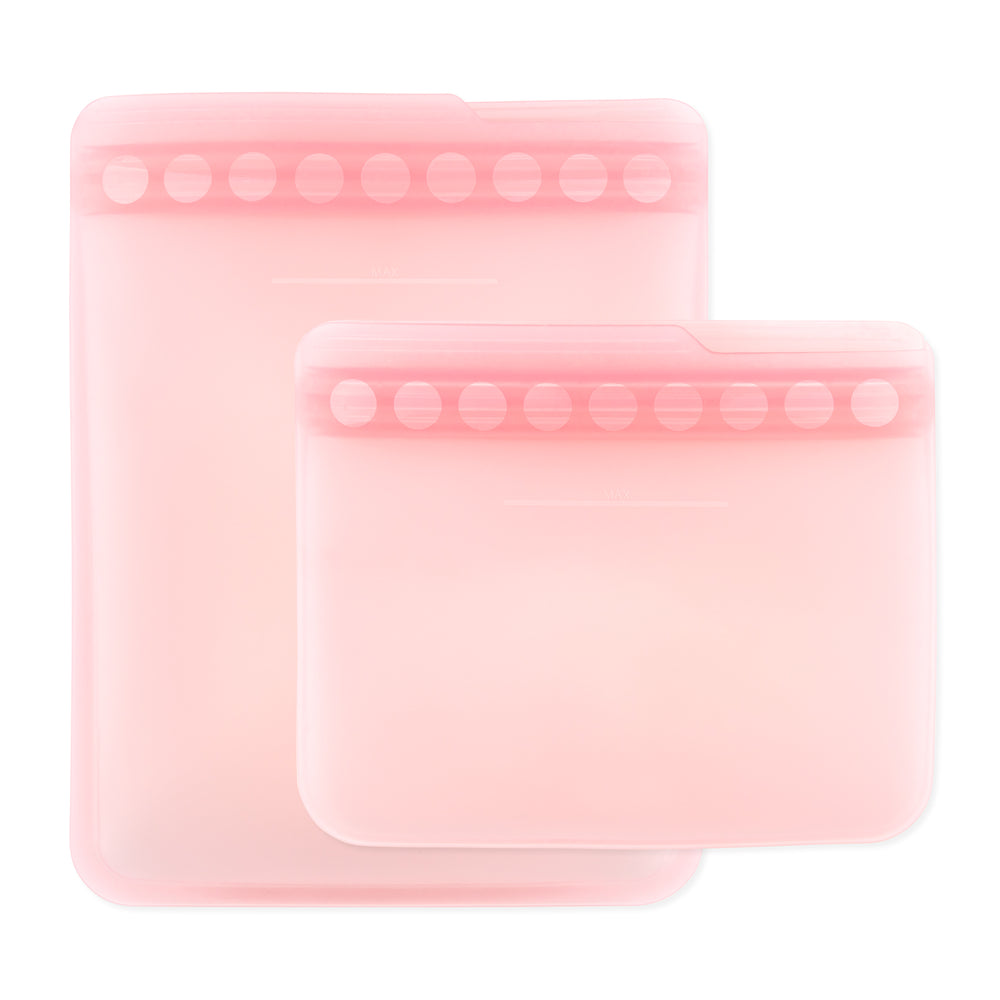 Silicone Flat Reusable Bag 2 Pack, Pink