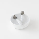 Bumkins Grip Bowl Essential 4-Piece Mealtime Set: Marble rests on a white background.