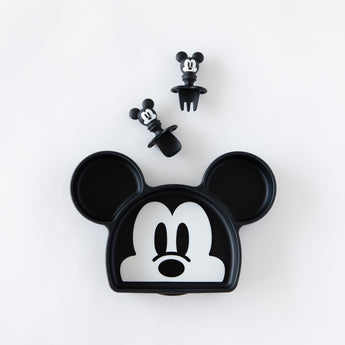 Bumkins Grip Dish Essential Infant 3-Piece Mealtime Set: Disney Mickey Mouse is neatly arranged on a white background.