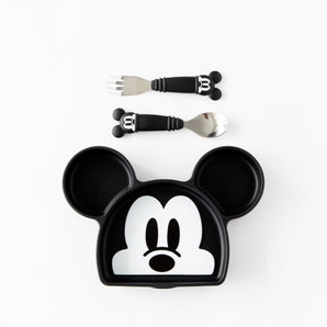 Bumkins Grip Dish Essential 3-Piece Mealtime Set: Disney Mickey Mouse is neatly arranged on a white background.