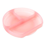 Bumkins Silicone Grip Dish: Pink Jelly is round with three sections, made of LFGB silicone, and has a suction base.