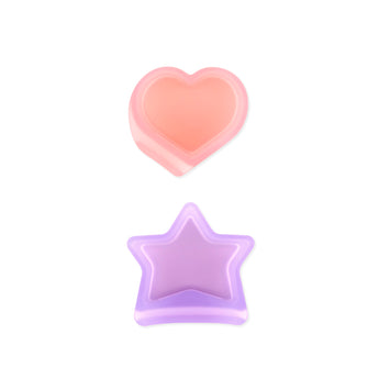Bumkins Silicone Little Dipper Combo 2 Pack: Magenta Jelly includes pink heart and purple star silicone cups, perfect for purees and sauces.
