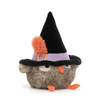 Jellycat’s Heccaty Hootnightly owl is ready to mix up mocktails or brew Peppermint Clarity this Halloween!.