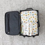 Bumkins Packing Cube 2 Pack + Clear Travel Bag 3 Pack Set—Disney Winnie and Friends shown organized on a light gray carpet.