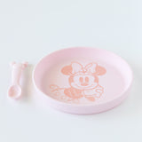 Bumkins Silicone Plate + Spoon Set: Disney Minnie Mouse rests on a white background.