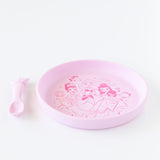 Bumkins Silicone Plate + Spoon Set: Disney Princess rests on a white background.