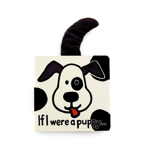 Jellycat If I Were a Puppy book: features a cartoon puppy face, black/white spots, and a textured tail.