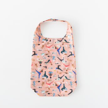 Bumkins Packable Tote Bag: Yoga Pals is laid flat on a white background.
