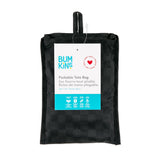 Bumkins Packable Tote Bag: Rich Black is folded with its packaging tag.