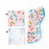 Bumkins Snack In Style 3-Piece Set: Disco Boots lays neatly arranged on a white background.