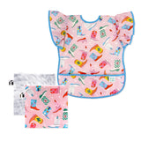 Bumkins Snack In Style 3-Piece Set: Disco Boots includes a waterproof bib and 2 waterproof pouches with cowboy boot & gray mosaic patterns.