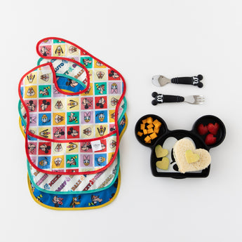 Bumkins On-The-Go Mealtime 7-Piece Set: Mickey & Friends MVP lays flat on a white background.