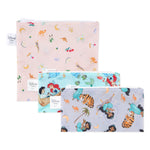 Bumkins Reusable Snack Bag, 3-Pack: Princess Magic, Ariel, and Jasmine includes 3 waterproof pouches with princess designs & zipper closures.