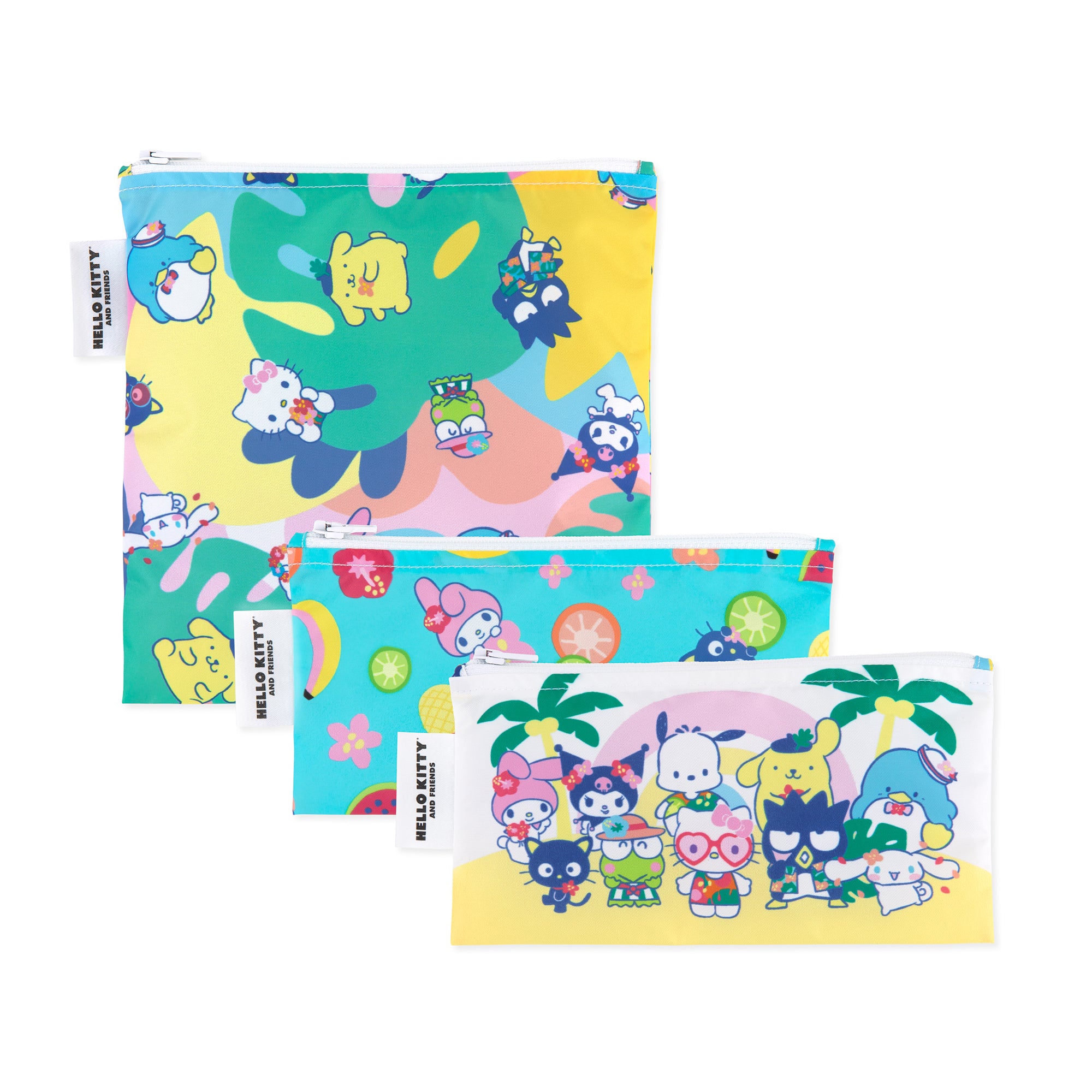 Reusable Snack Bag, 3 Pack: Hello Kitty® and Friends Tropical Party