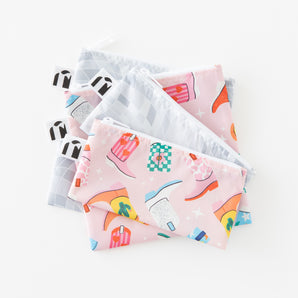 Roamio by Bumkins Snack Bag 4 Pack: Disco Boots lays stacked on a white background.