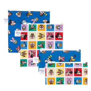 Bumkins Snack Bag 4 Pack: Mickey & Friends Excellent Eight includes four colorful, waterproof snack bags featuring Disney characters.