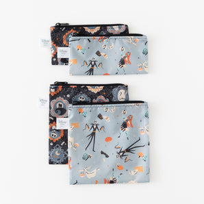 Bumkins Reusable Snack Bag 4 Pack: Disney Everyday Is Halloween—features Nightmare Before Christmas designs.
