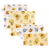 Bumkins Reusable Snack Bag 4 Pack: Disney Pooh Bear + Friends includes 4 zippered waterproof pouches with Winnie the Pooh designs.