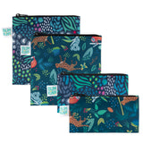 Bumkins Reusable Snack Bag 4 Pack in jungle and animal prints, perfect for snacks and eco-friendly storage.