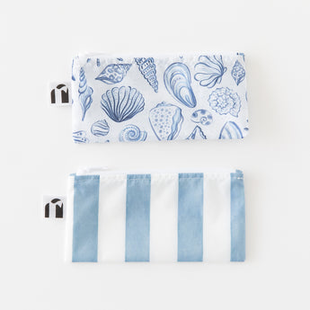 Bumkins Reusable Snack Bag, Small 2 Pack: Coastal is neatly arranged on a white background.