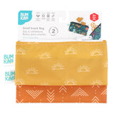 Bumkins Reusable Snack Bag, Small 2-Pack: Sunshine and Grounded is shown on a white packaging header.