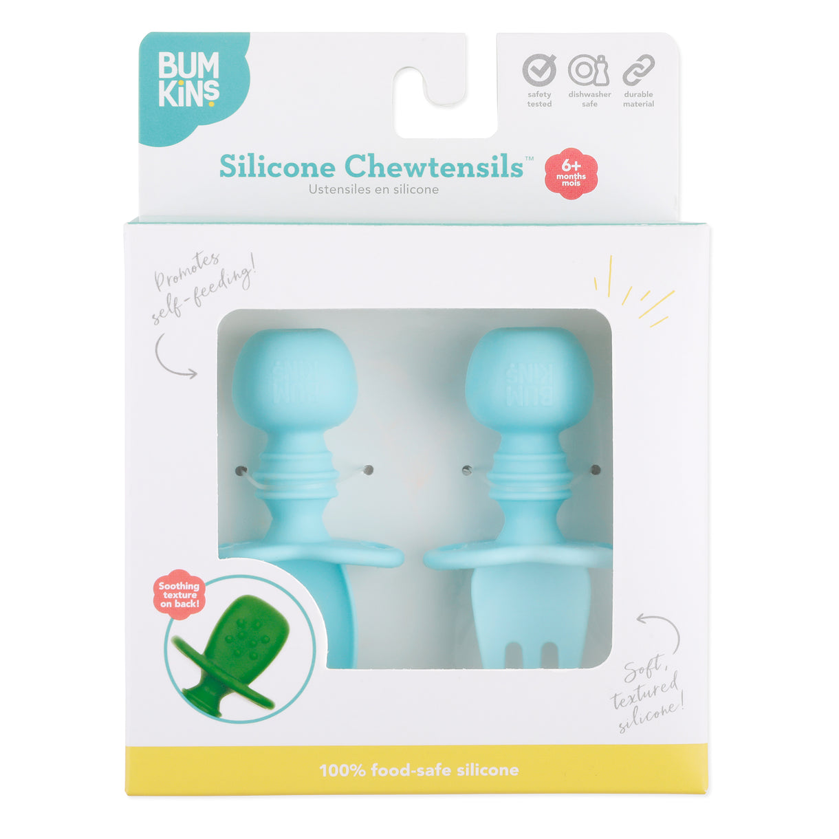 Chewtensils Silicone Baby Spoon and Fork Set Blue Bumkins Baby
