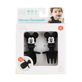 Box of Bumkins Silicone Chewtensils® featuring Mickey Mouse, ideal for baby-led weaning. Includes spoon and fork for ages 6+ months.