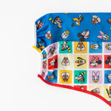Close-up of Bumkins Sleeved Bib 2 Pack: Mickey & Friends Excellent Eight on a white background, with focus on the elastic cuffs on the sleeves.
