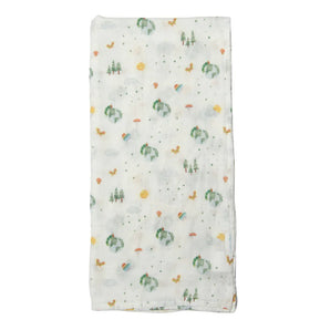 LouLou Lollipops Eric Carle World of Wonder Muslin Swaddle: bamboo-cotton with forest prints; OEKO-TEX certified.