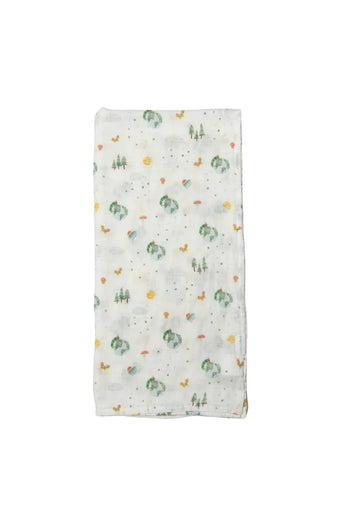 LouLou Lollipops Eric Carle World of Wonder Muslin Swaddle: bamboo-cotton with forest prints; OEKO-TEX certified.