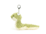 The Jellycat Bag Charm Little Snake is a whimsical reptile accessory with a metal clip for easy attachment.