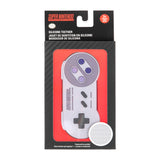 Bumkins Silicone Teether: Nintendo SNES™ Controller is shown in stylish black and red packaging, with a front window displaying the teether.
