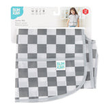 Bumkins Junior Bib: Charcoal Check is shown folded on white cardboard packaging.