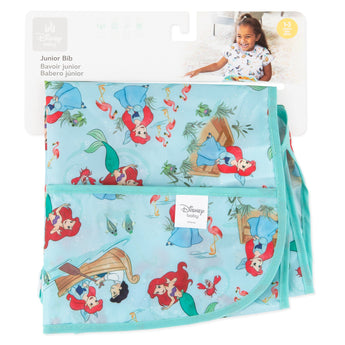 Bumkins Junior Bib: Ariel is shown folded on white cardboard packaging.