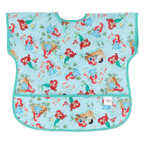 Bumkins Junior Bib: Ariel is a waterproof bib with various Ariel designs on a light blue background, perfect for toddlers.