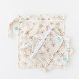 Bumkins The Chaos Coordinator Essential 4-Piece Set: Palm Daze is messily arranged on a white background.