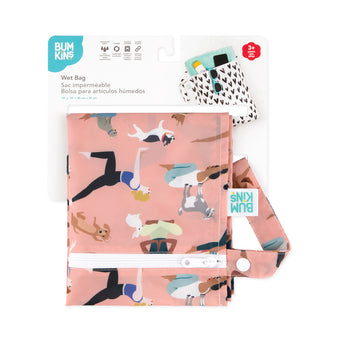Bumkins Wet Bag: Yoga Pals is shown folded on white cardboard packaging.