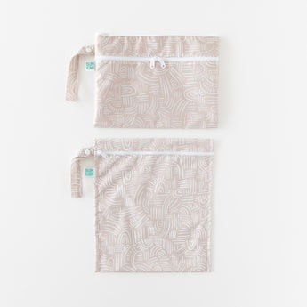 Bumkins Wet Bag + Wet/Dry Clutch Set: Wander is neatly arranged on a white background.
