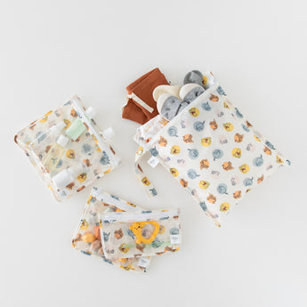 Bumkins Wet Bag + Clear Travel Bag 3 Pack Set: Disney Winnie + Friends keeps baby essentials organized and travel-ready.