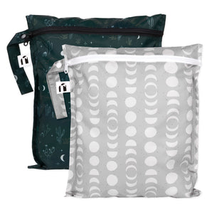Roamio by Bumkins Wet Bag 2 Pack: Desert Night—cactus & moon prints, waterproof, reusable.