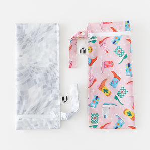 Roamio by Bumkins Wet Bag 2 Pack: Disco Boots—waterproof, reusable, and machine washable for easy clean-up.