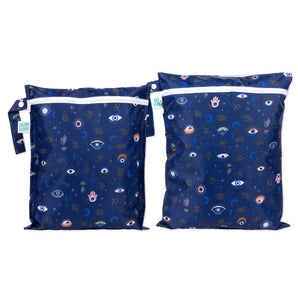 Keep items organized in style with Bumkins Evil Eye Wet Bag + Wet/Dry Bag Set—eco-friendly packing essentials.