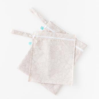 Bumkins Wet Bag + Wet/Dry Bag Set: Wander lays stacked on a white background.
