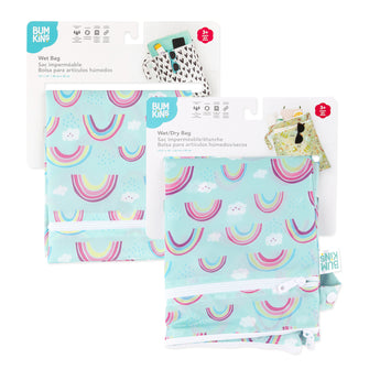 Bumkins Wet Bag + Wet/Dry Bag Set: Rainbow is shown in its packaging.