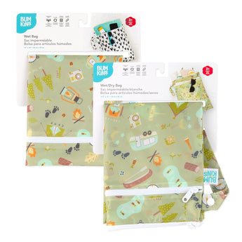 Bumkins Wet Bag + Wet/Dry Bag Set: Camp Gear is shown in its packaging.