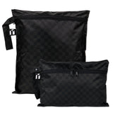 Roamio by Bumkins Wet Bag + Wet/Dry Clutch Set: Rich Black includes 2 black waterproof bags in small and large sizes.