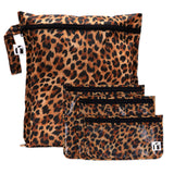 Roamio by Bumkins The Commuter Essential 4-Piece Set: Leopard—4 leopard print waterproof bags with zipper closures.