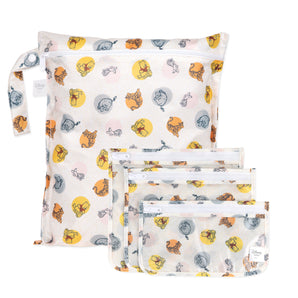 Bumkins Wet Bag + Clear Travel Bag 3 Pack Set: Disney Winnie + Friends—ideal for travel or use as a diaper bag accessory.
