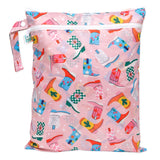 Bumkins Wet/Dry Bag: Boots has colorful cowboy boot designs on pink waterproof fabric.