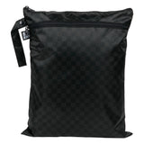 Bumkins Wet/Dry Bag: Rich Black features a waterproof checkered design, zippered compartments, side tag, and looped strap.